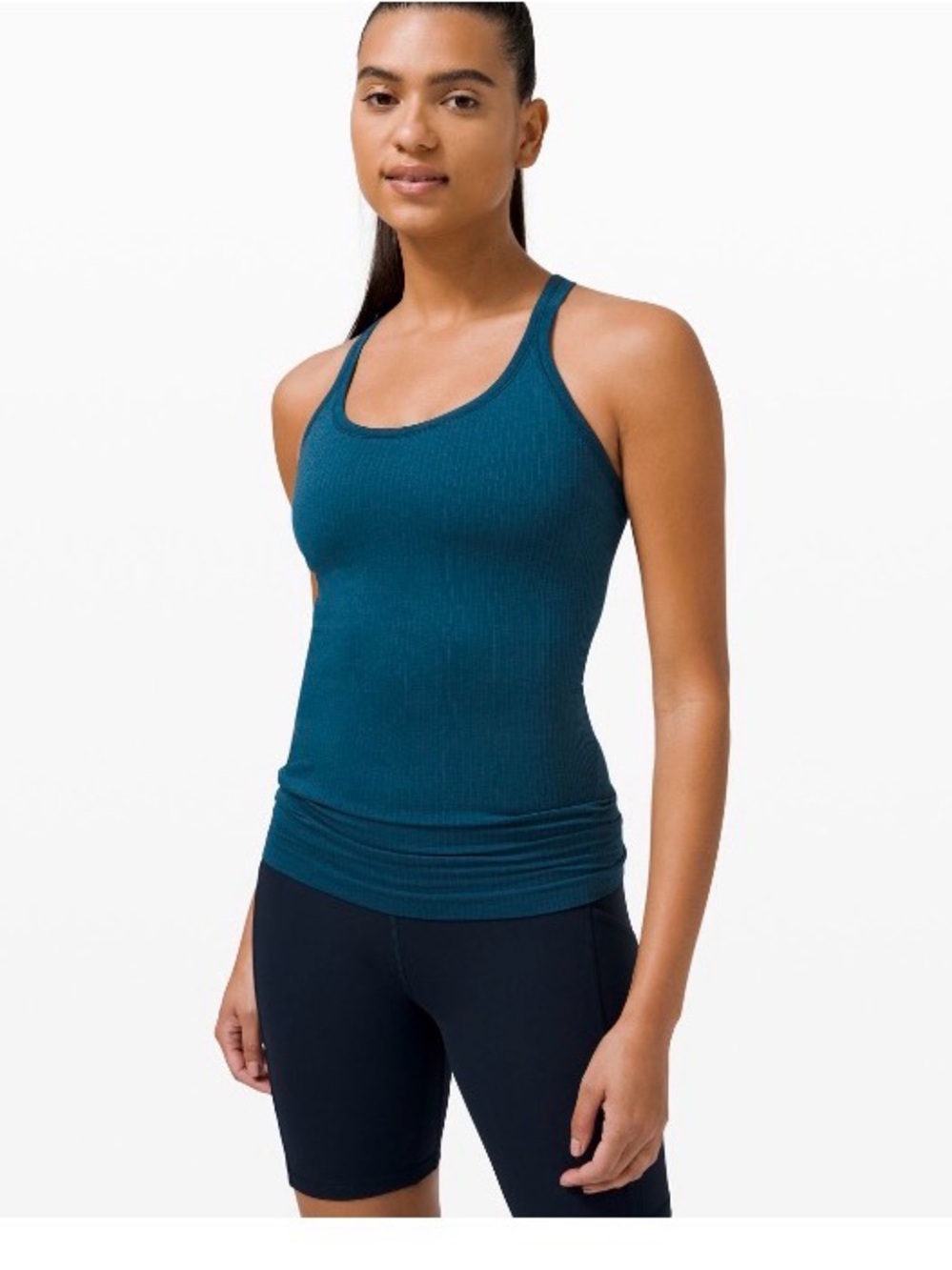 Ribbed Racerback Tank w/ Built in Bra- Women's Performance Layer (shortened)